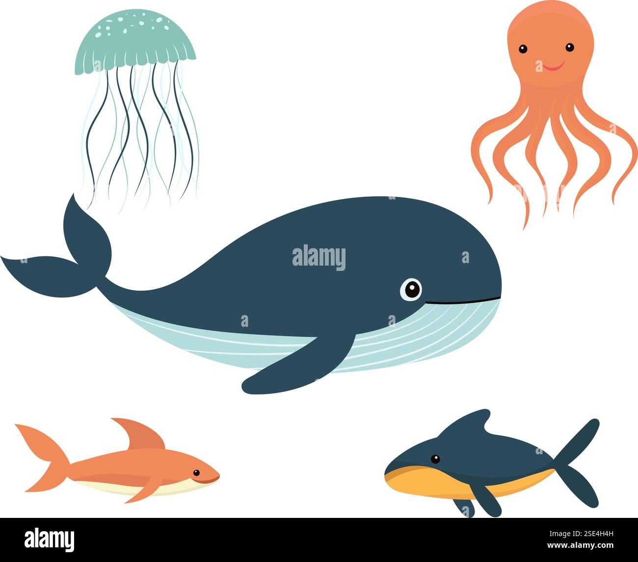 whale cartoon in flat style isolated vector Stock Vector Image & Art ...