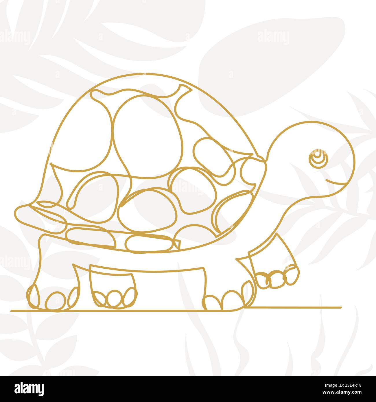 turtle continuous line drawing isolated, vector Stock Vector