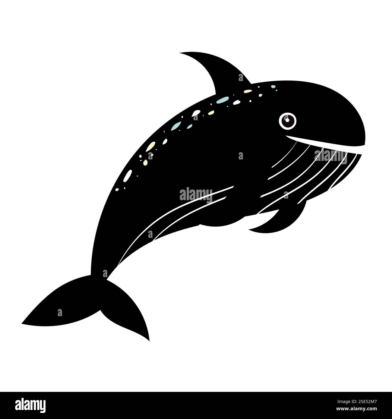 whale silhouette on white background, vector Stock Vector