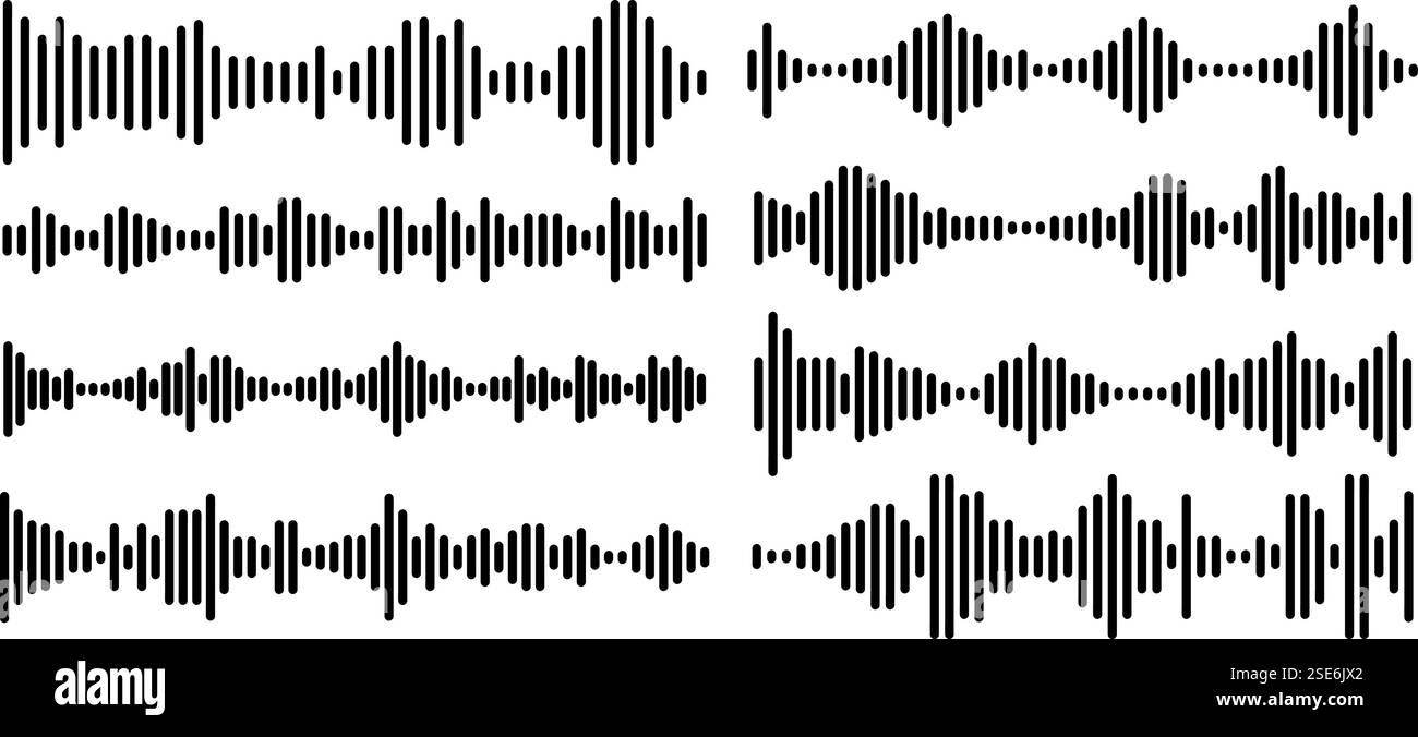 Voice message equalizer set. Audio voice line with dotted lines. Stock Vector