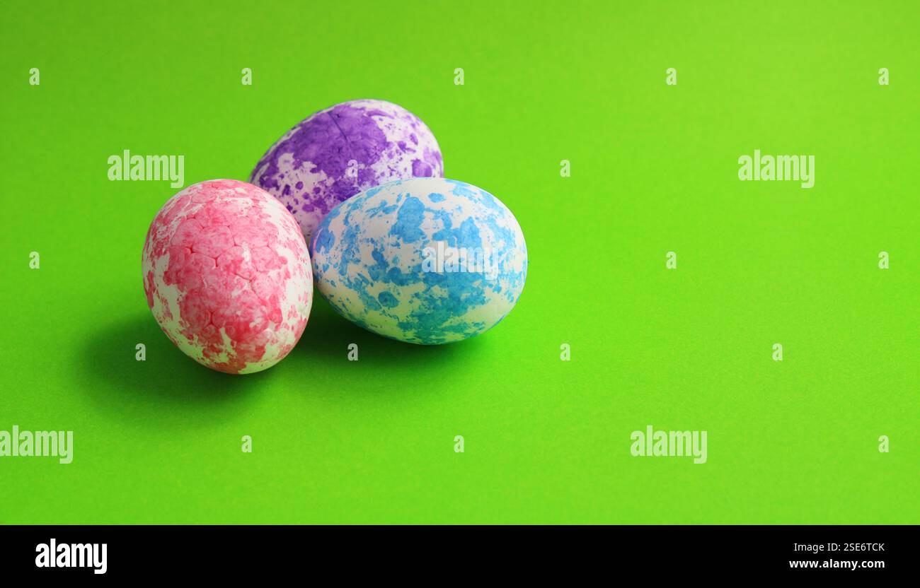 Three Easter Eggs with Colored Spots Stock Photo