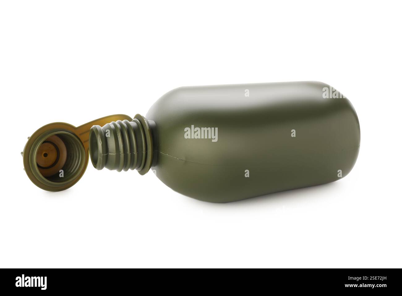 One green plastic canteen isolated on white Stock Photo - Alamy