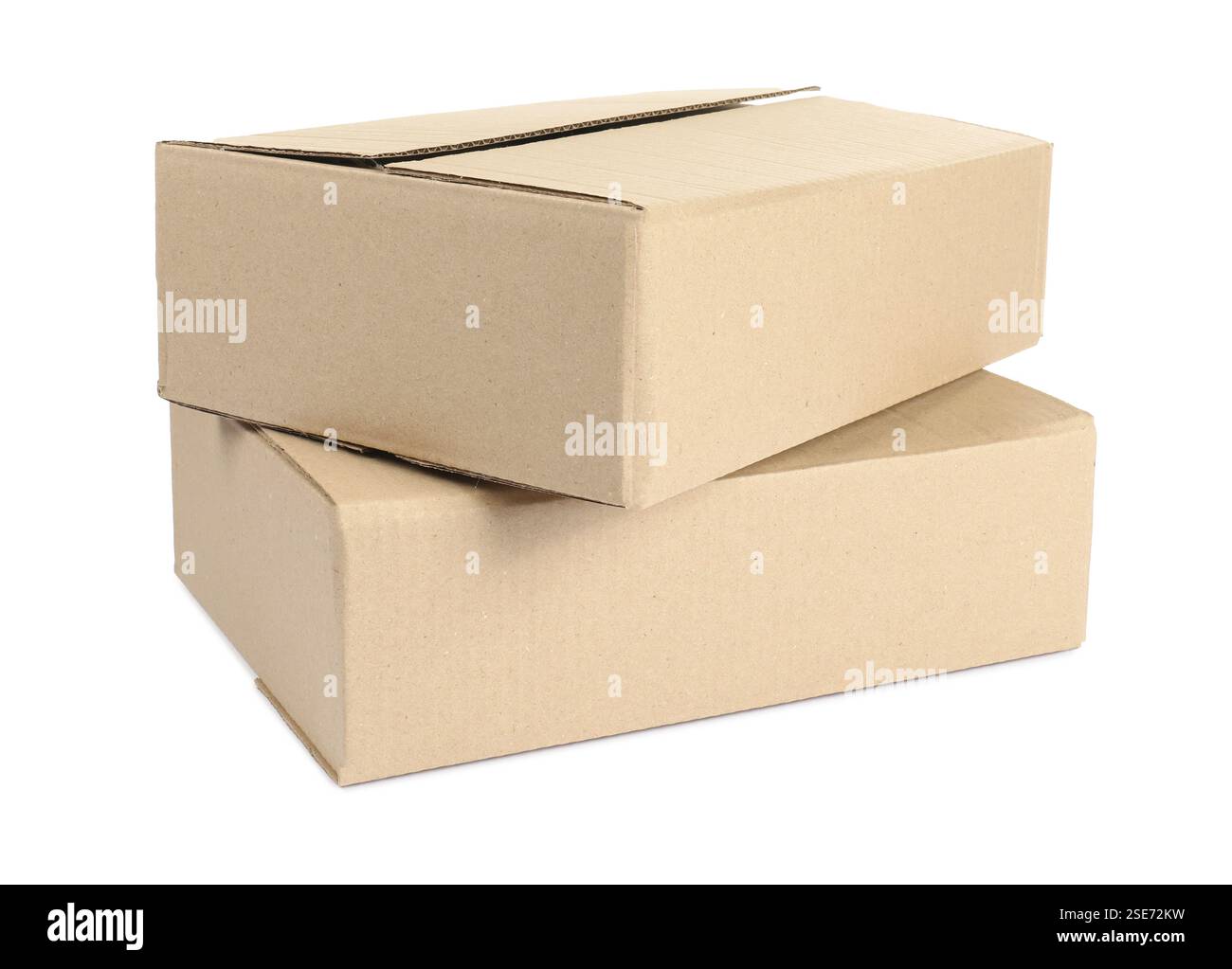 Two cardboard parcel boxes isolated on white Stock Photo - Alamy