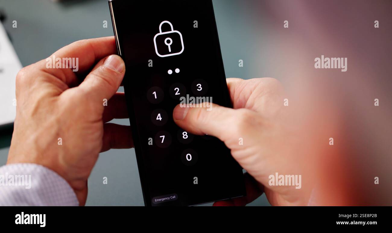 Cybersecurity Password On Phone. Bank Password And Privacy Lock Stock ...