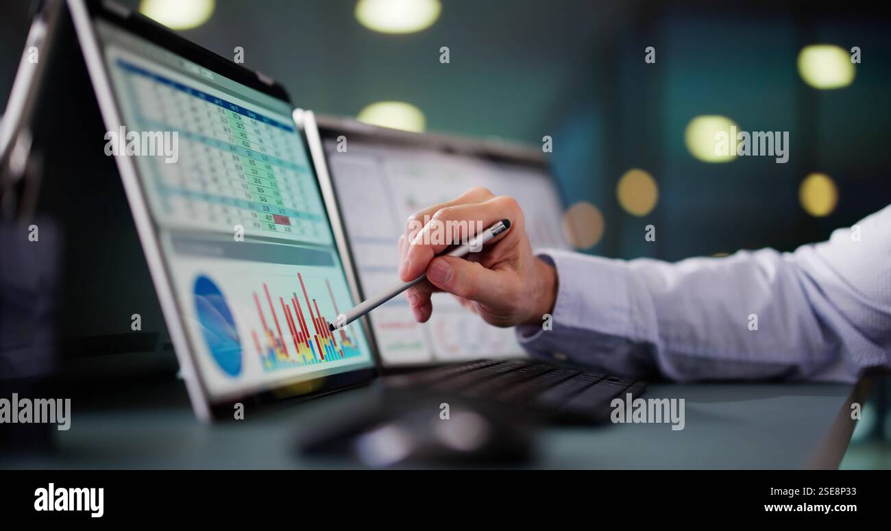 Data Analyst Using Data Analytics KPI Dashboard Stock Photo