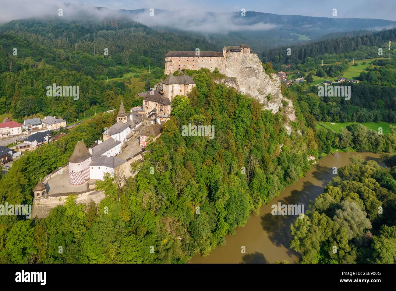 Medieval Oravsky Hrad castle in Slovakia. Aerial view Stock Photo - Alamy