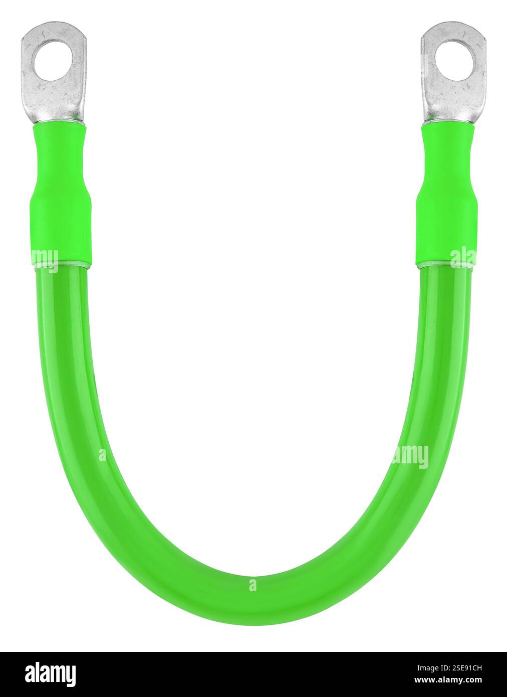 Connecting wire with terminals for the battery. Stock Photo