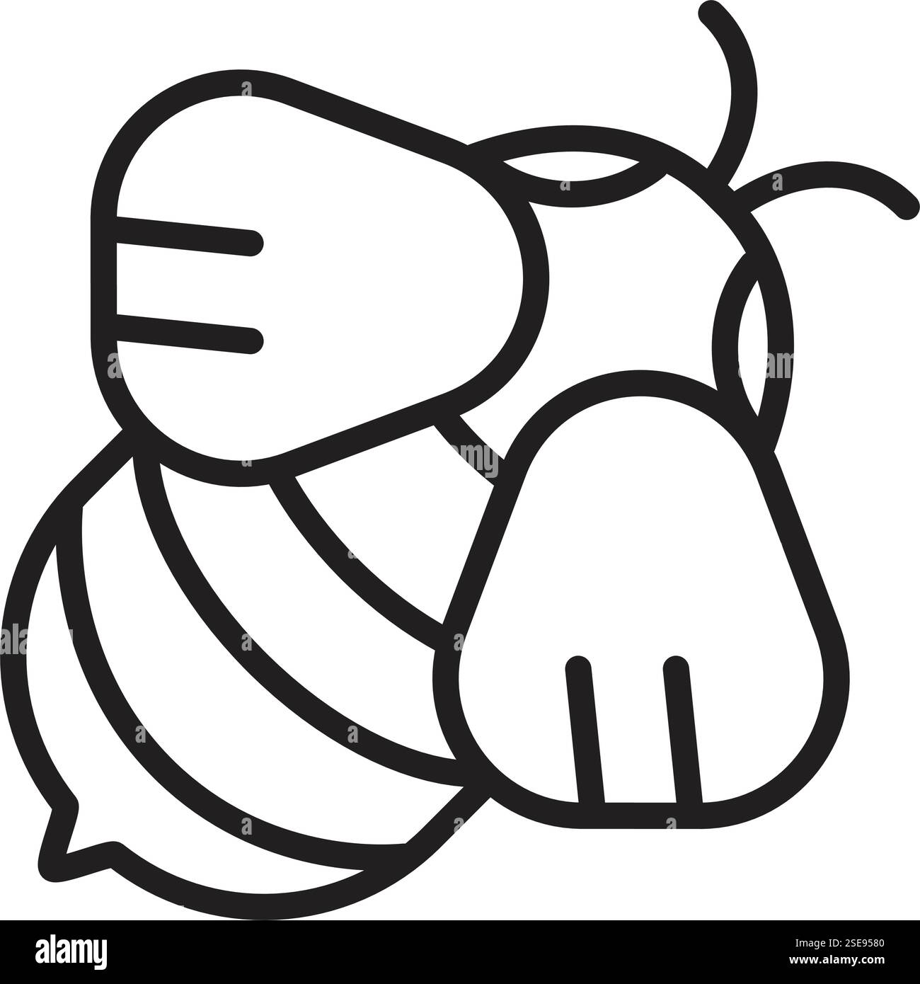 Bee single line icon, black editable stroke, simple vector monochrome ...