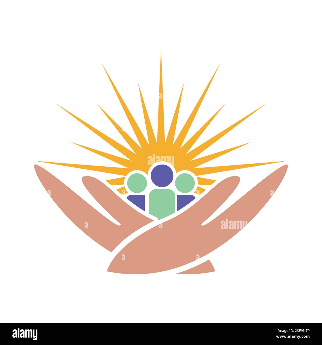 hands, people and sunlight icon logo design template Stock Vector