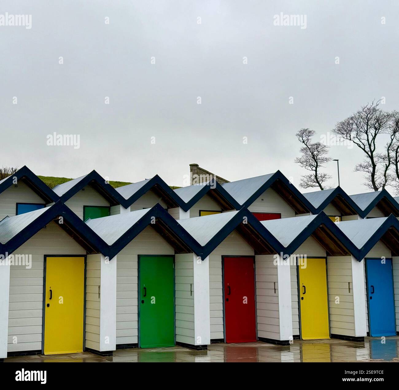 Colourful Beach Huts, Swanage, Dorset - Smartphone Captured Stock Image