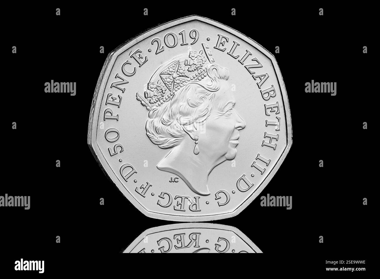 2019 50 pence coin obverse taken from the British Culture coin set. Stock Photo