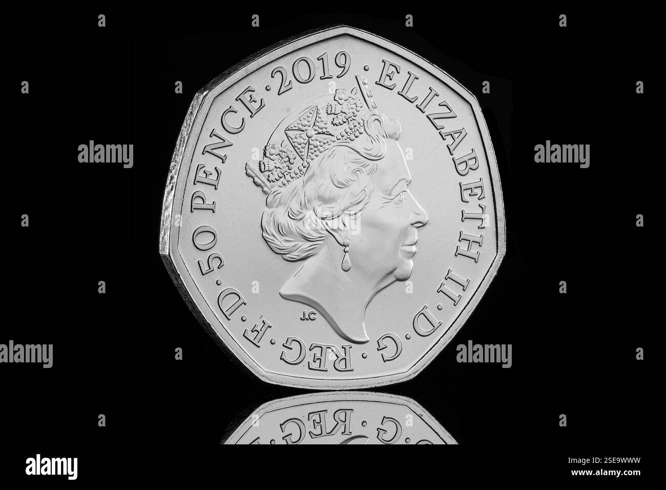 2019 50 pence coin obverse taken from the British Culture coin set. Stock Photo