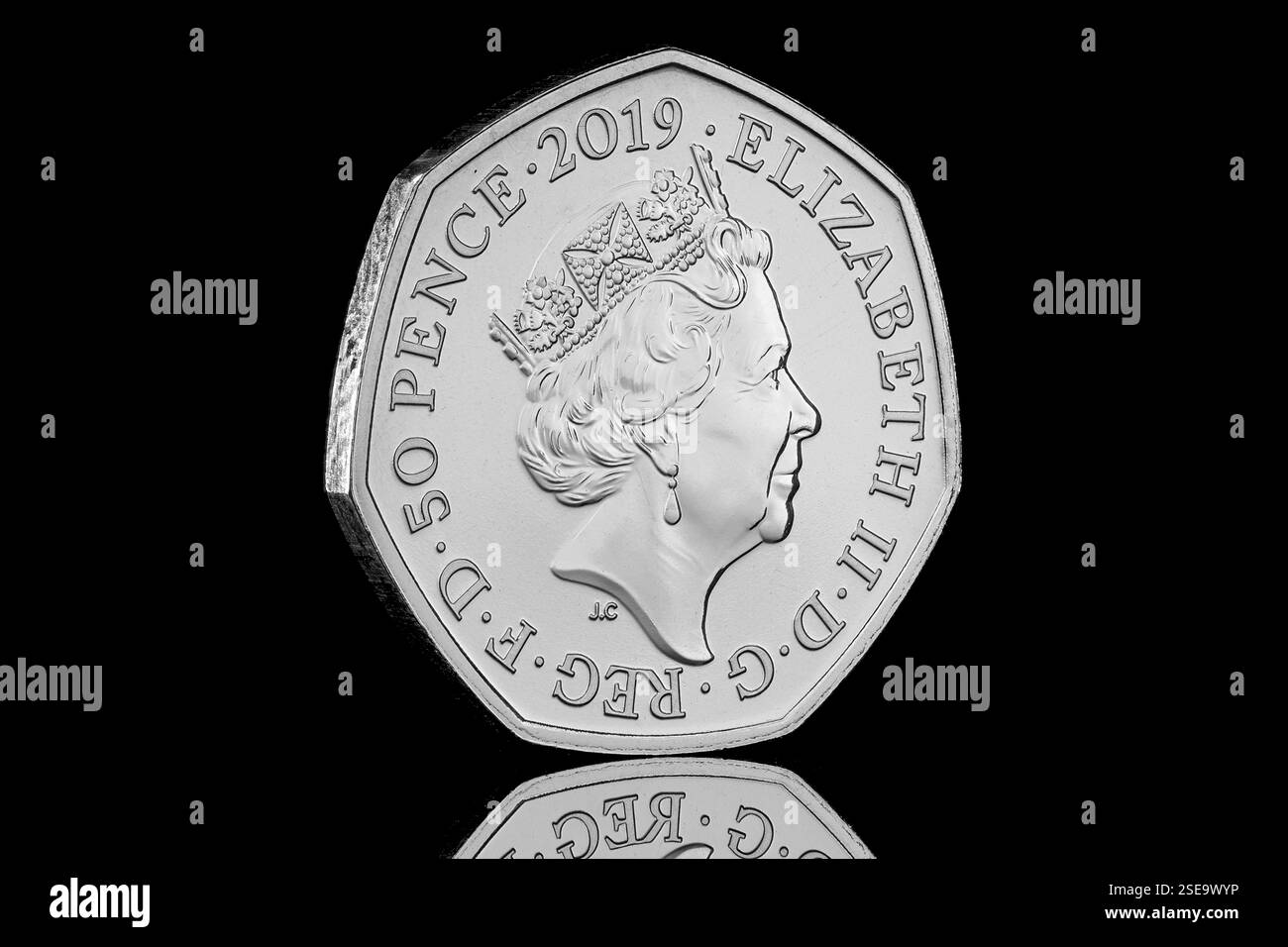 2019 50 pence coin obverse taken from the British Culture coin set. Stock Photo