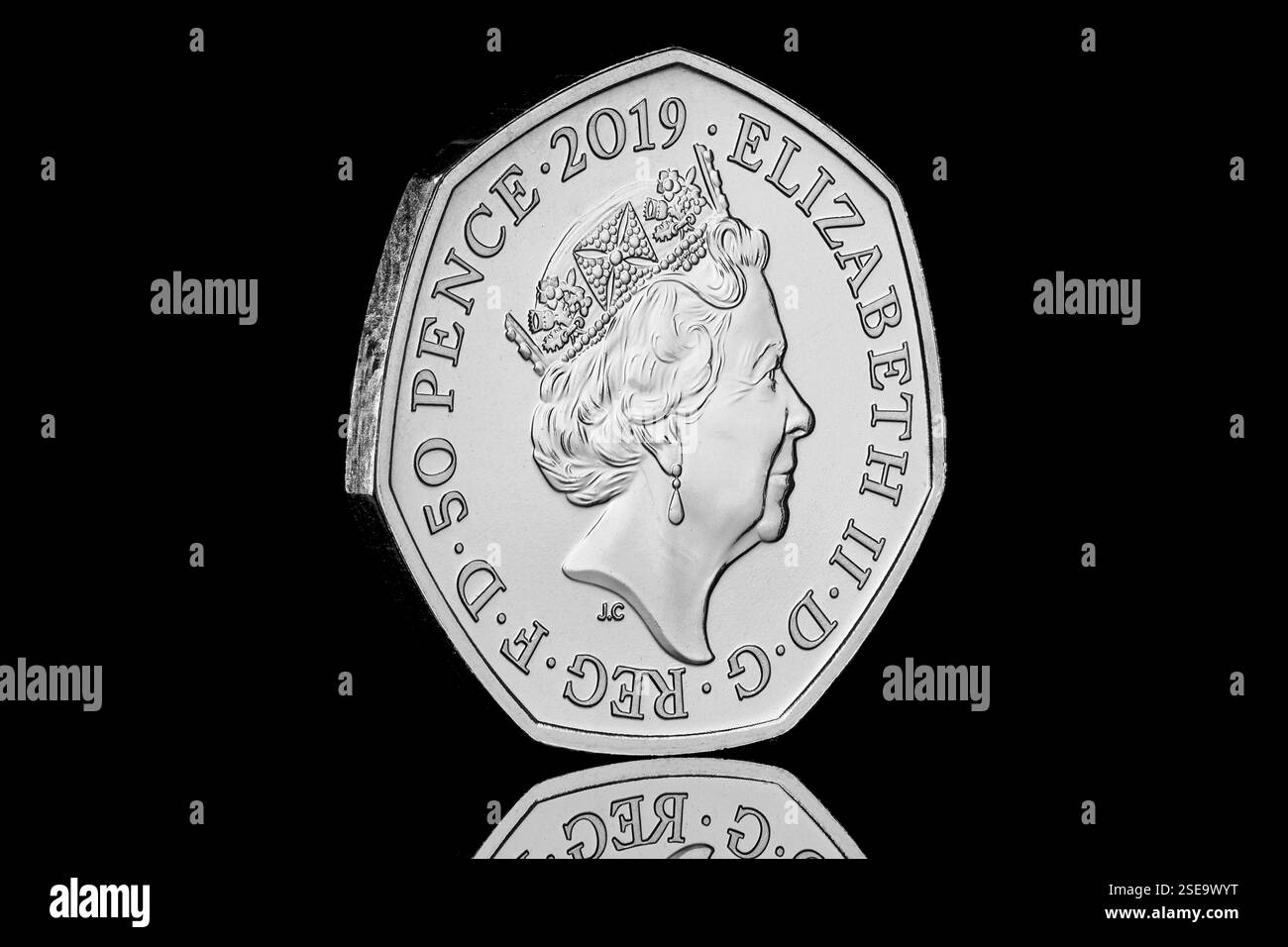 2019 50 pence coin obverse taken from the British Culture coin set. Stock Photo