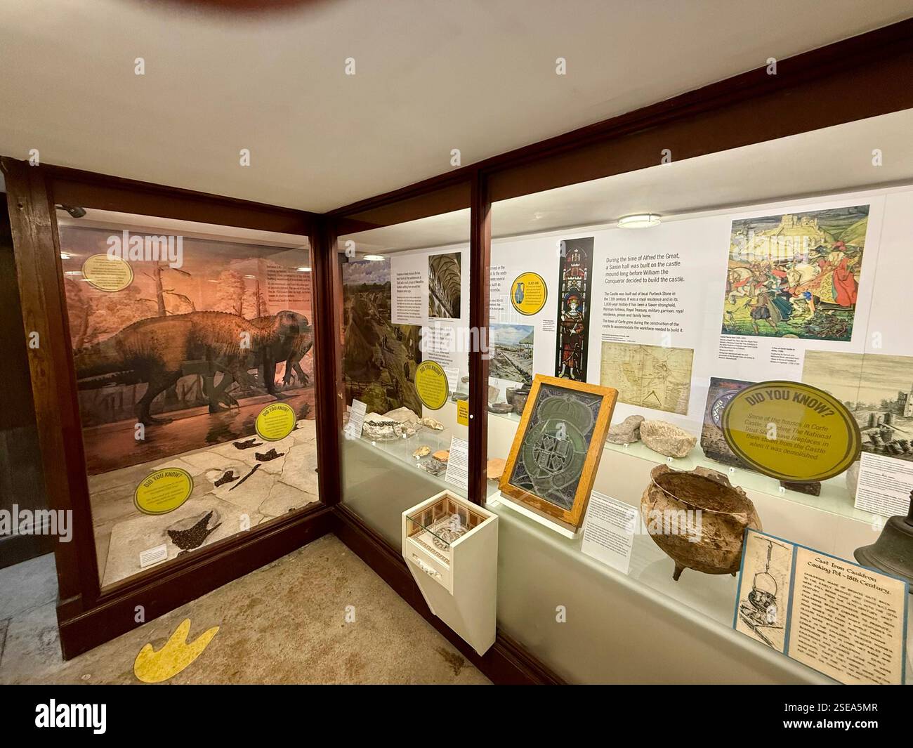 Corfe Castle Museum Exhibit, Corfe Castle Town Hall, Dorset - Smartphone Captured Stock Image