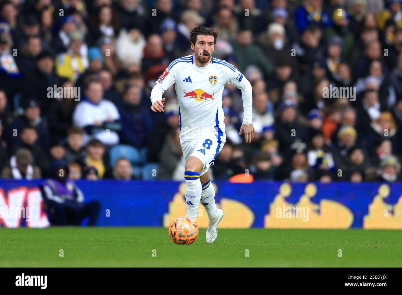Leeds, UK. 8th Feb, 2025. Joe Rothwell of Leeds United runs with the ...