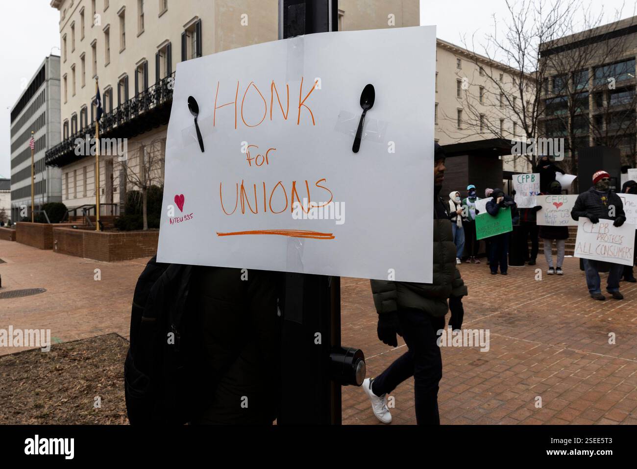 A sign is seen with the words 