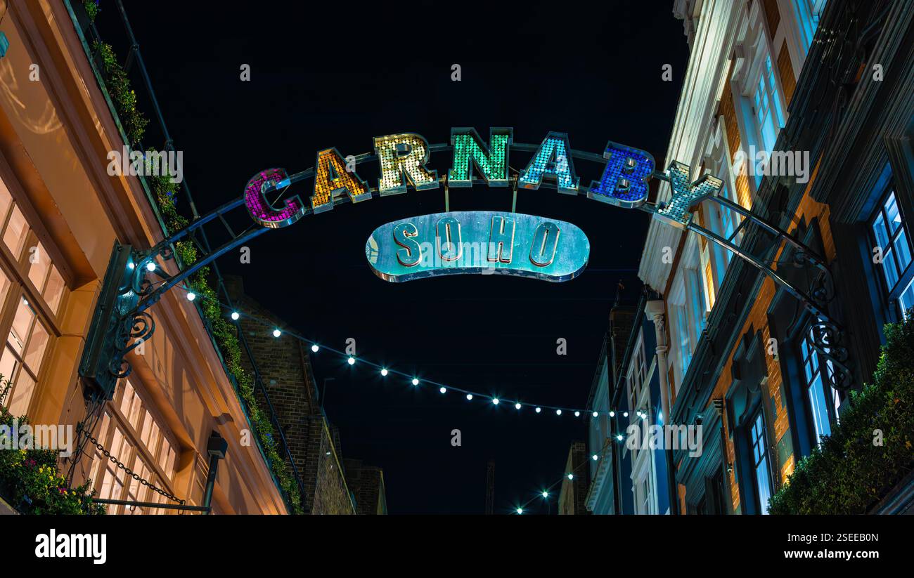 London, United Kingdom - November 25, 2024: Soho is a vibrant and iconic district in central London, known for its rich cultural and historical signif Stock Photo