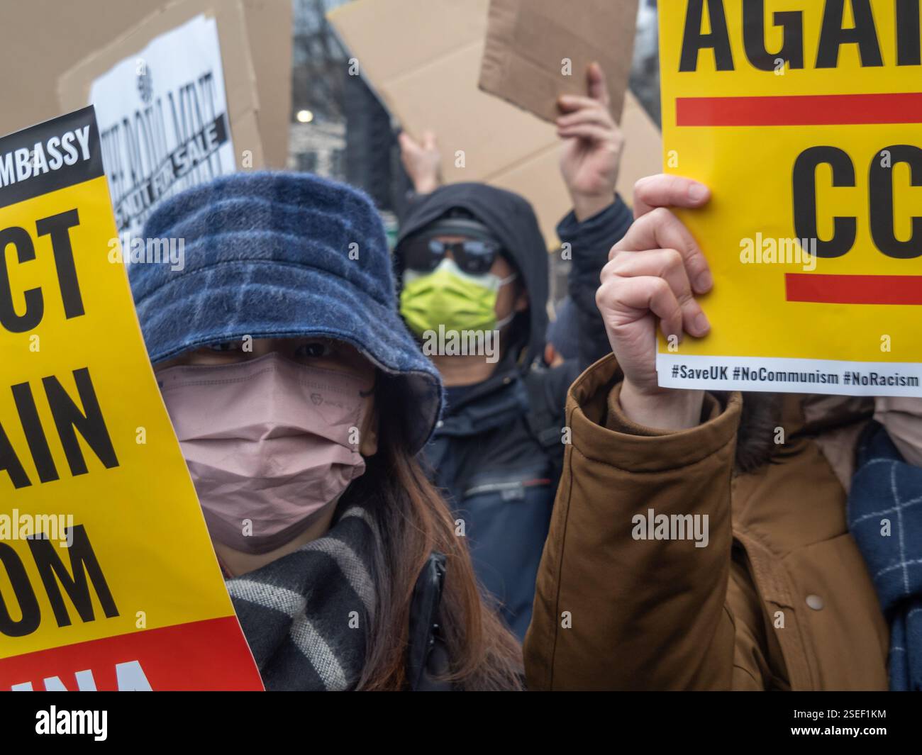 Tower Hamlets Riots London, UK. 8 Feb 2025. Thousands mainly Hongkongers, Tibetans, Uyghurs ...