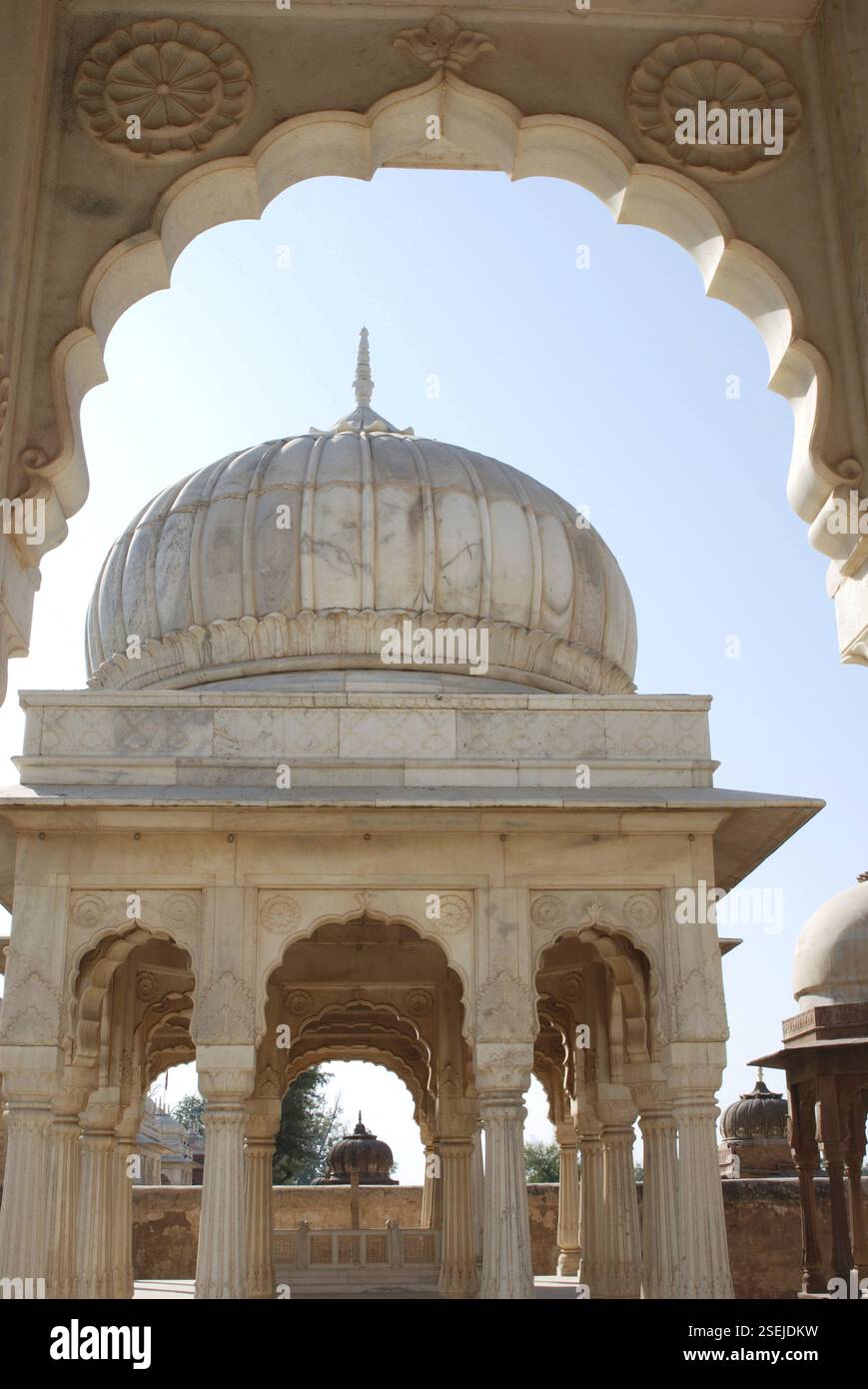 Chhatri within frame, royal crematorium, Bikaner, Rajasthan, India ...