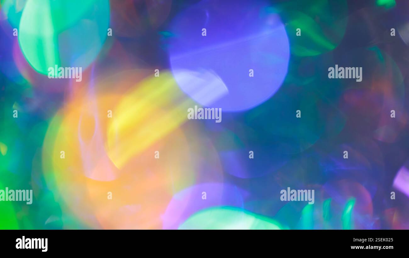 Vibrant Abstract Bokeh Lights with Multicolored Circles and Gradient Background Stock Photo