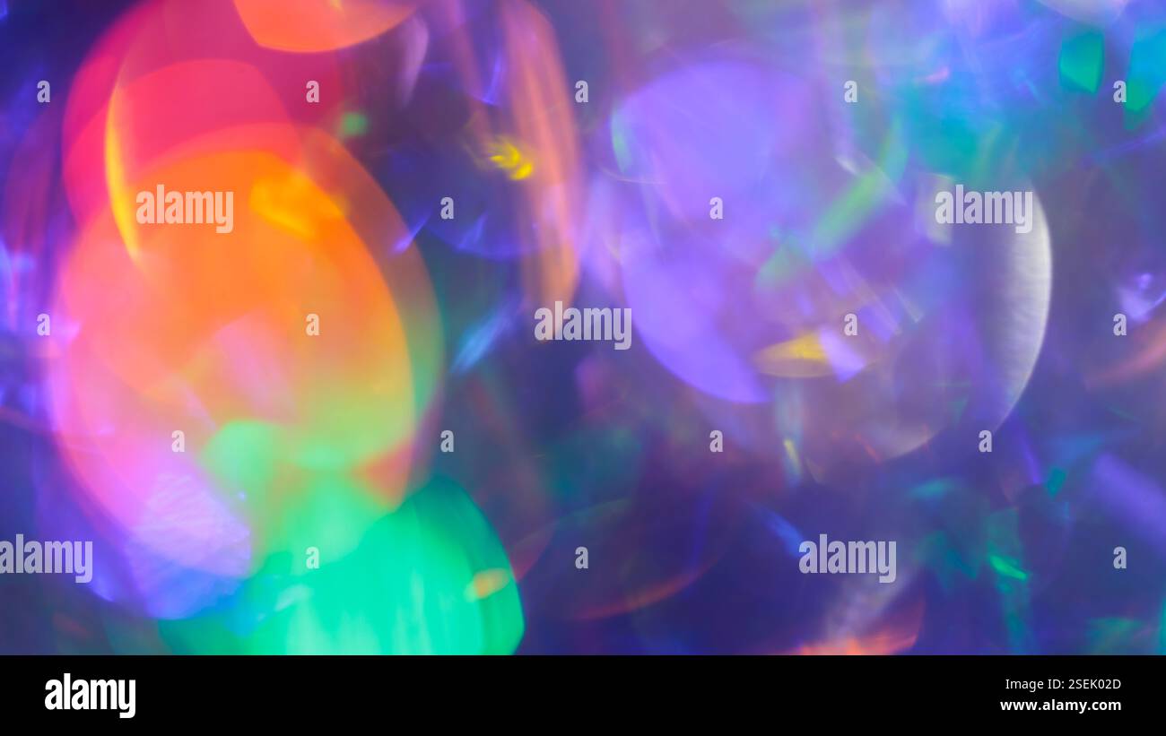 Vibrant Abstract Bokeh Lights with Multicolored Circles and Gradient Background Stock Photo