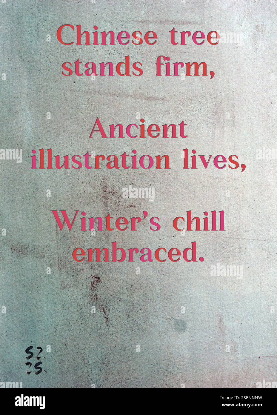 Chinese tree stands firm, Ancient illustration lives, Winter's chill ...