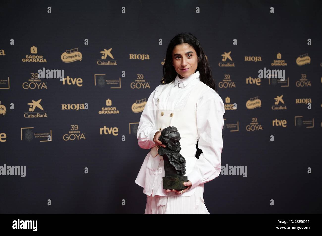 carolina ayuste poses as winner of 39th Goya Awards at Palacio de ...