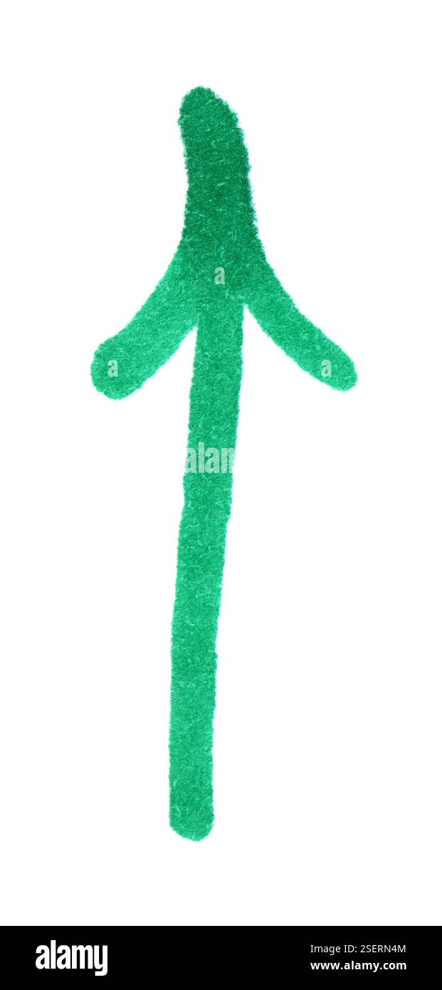 One green drawn arrow isolated on white Stock Photo - Alamy