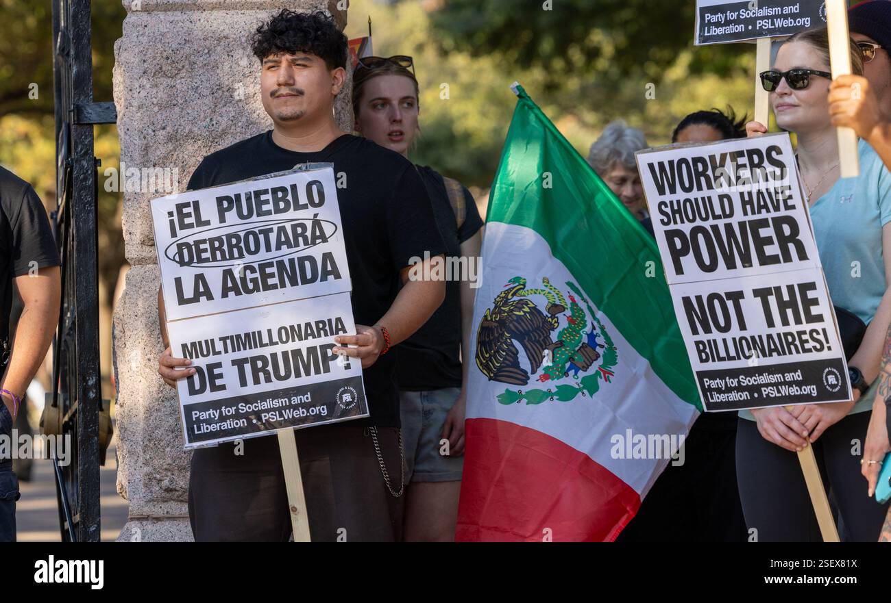 Austin, Texas. 08th Feb, 2025. Protesters gather outside of the Texas