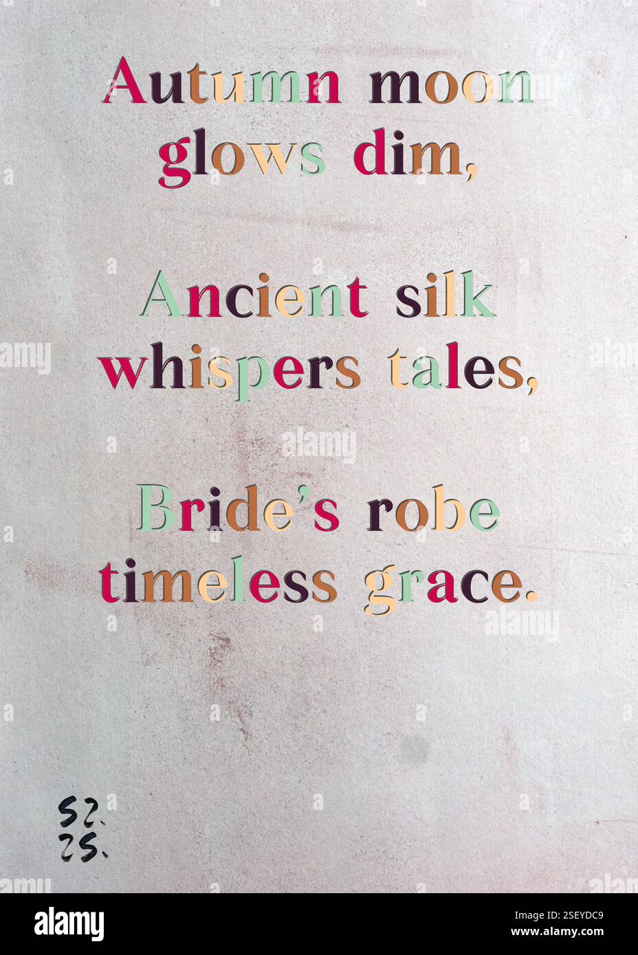 Autumn moon glows dim, Ancient silk whispers tales, Bride's robe ...