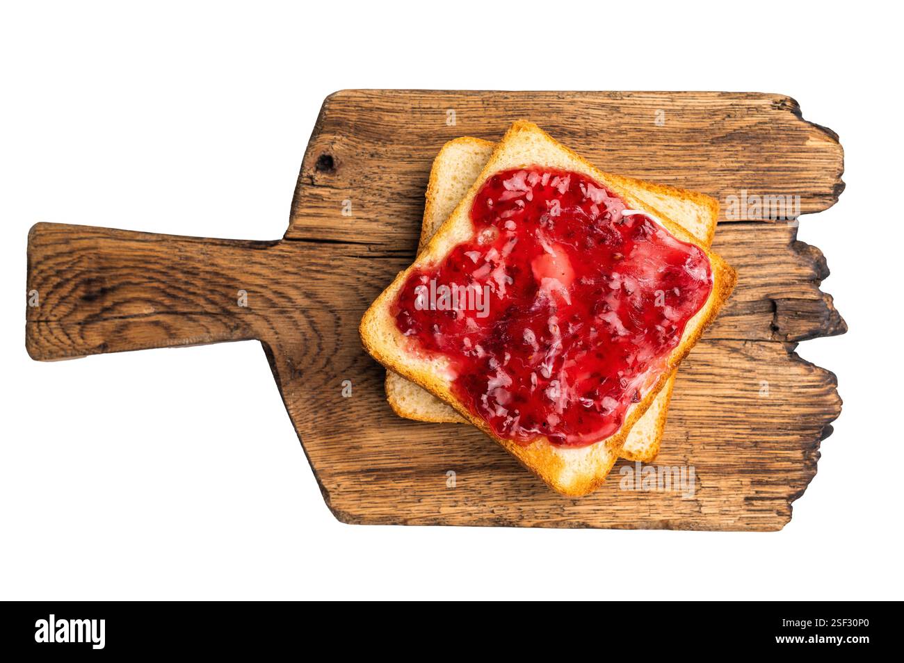 Toast from white bread with butter and Strawberry Jelly jam isolated on ...