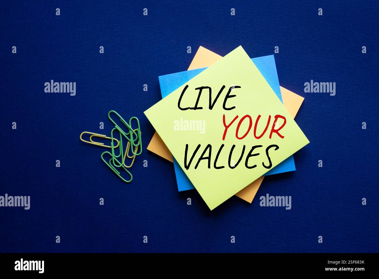 Live your values symbol. Concept words Live your values on yellow ...