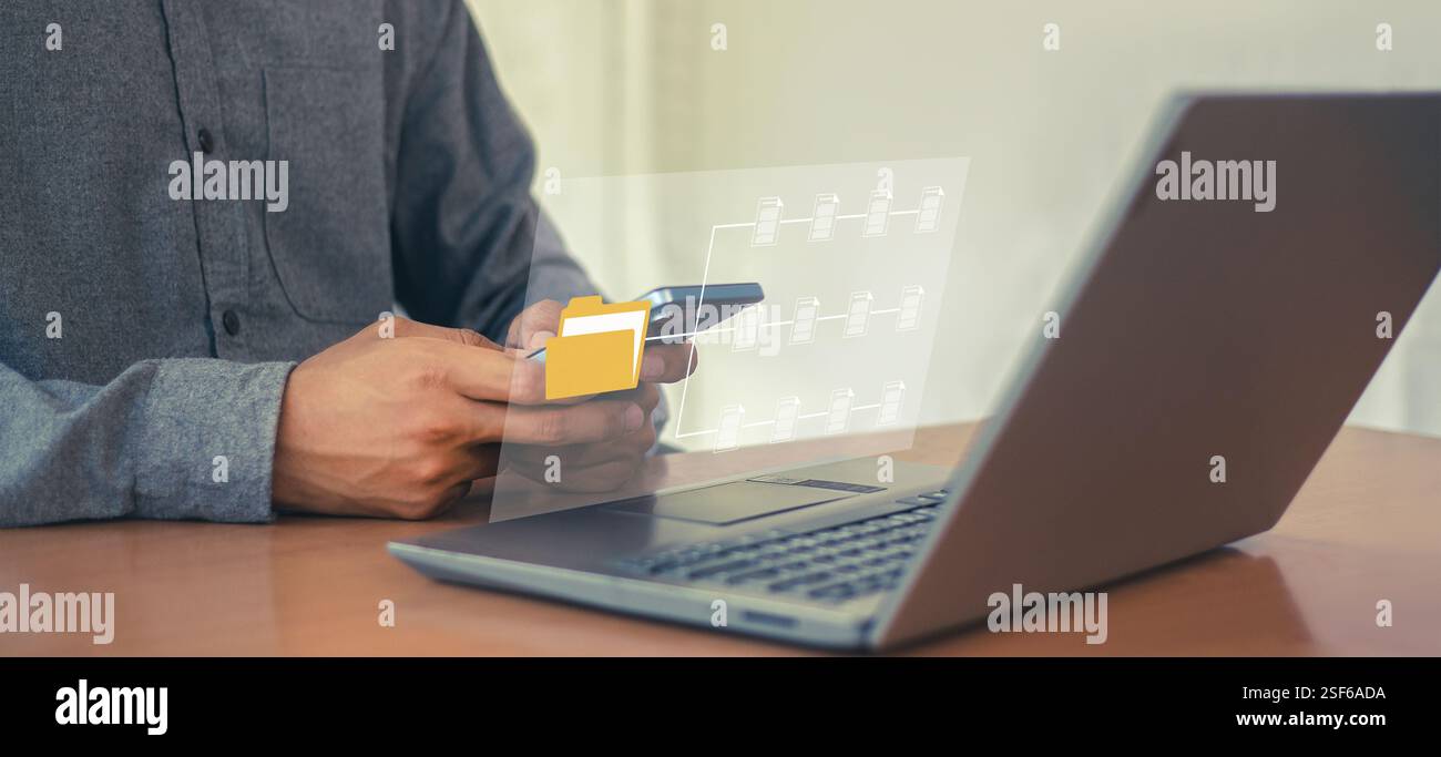 document management Organizing enterprise information Powerful online document files Stock Photo