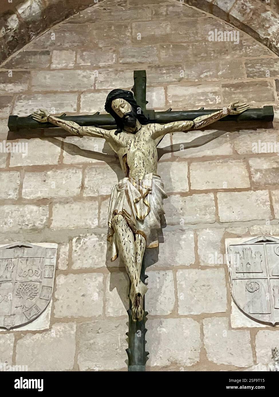 Museo del Retablo, Burgos, Spain: The Passion of Christ, Christ on a Cross - Smartphone Captured Stock Image
