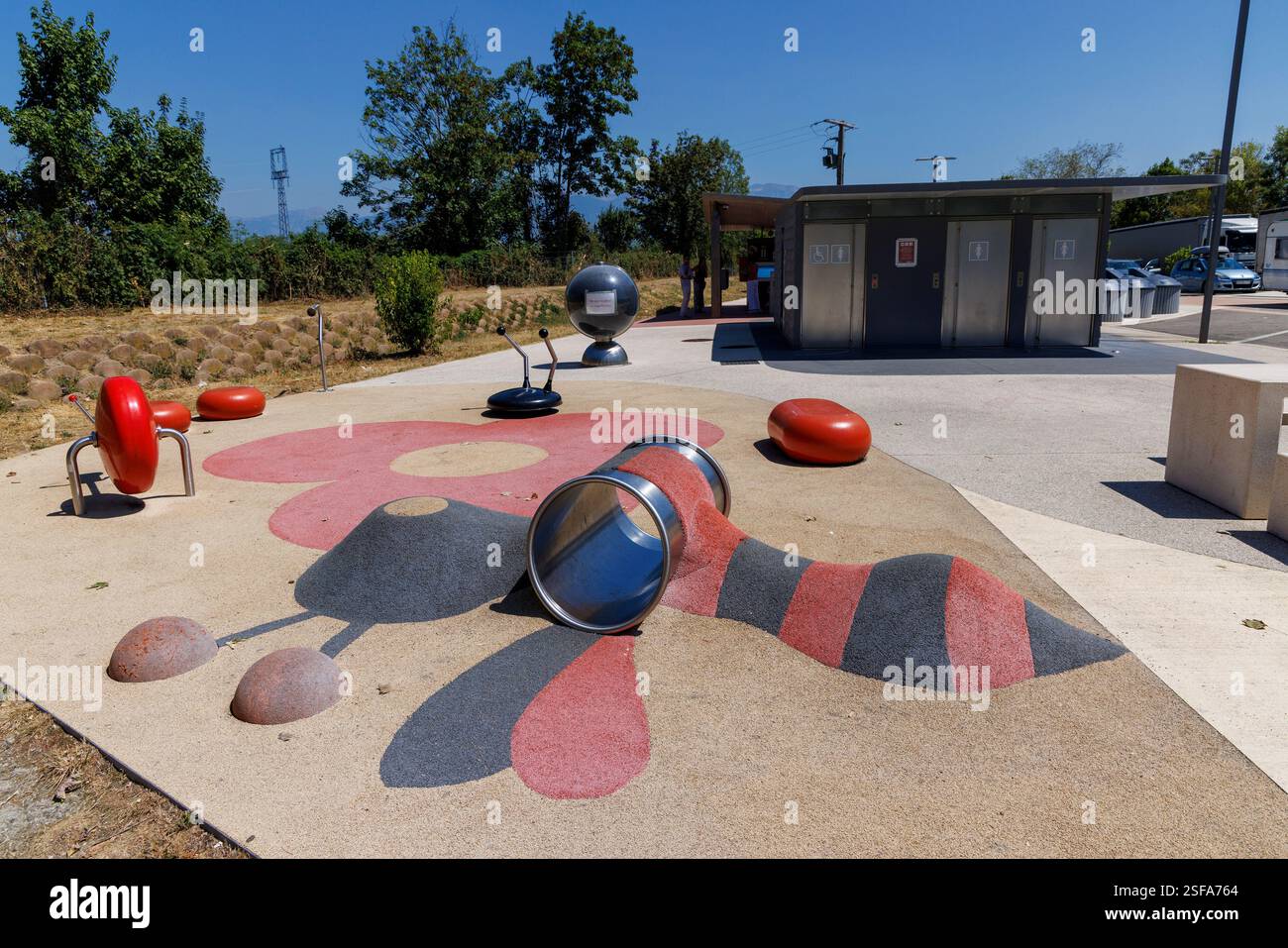 Play area in Aire de Reaumont, A48 autoroute, Isere, France Stock Photo
