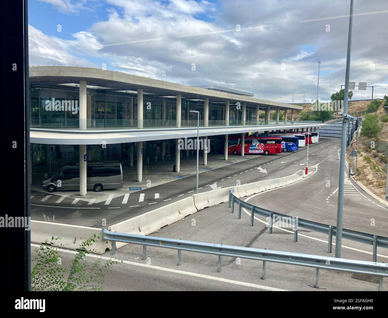 Bus and Coach Station, Madrid Airport, Spain - Smartphone Captured Stock Image