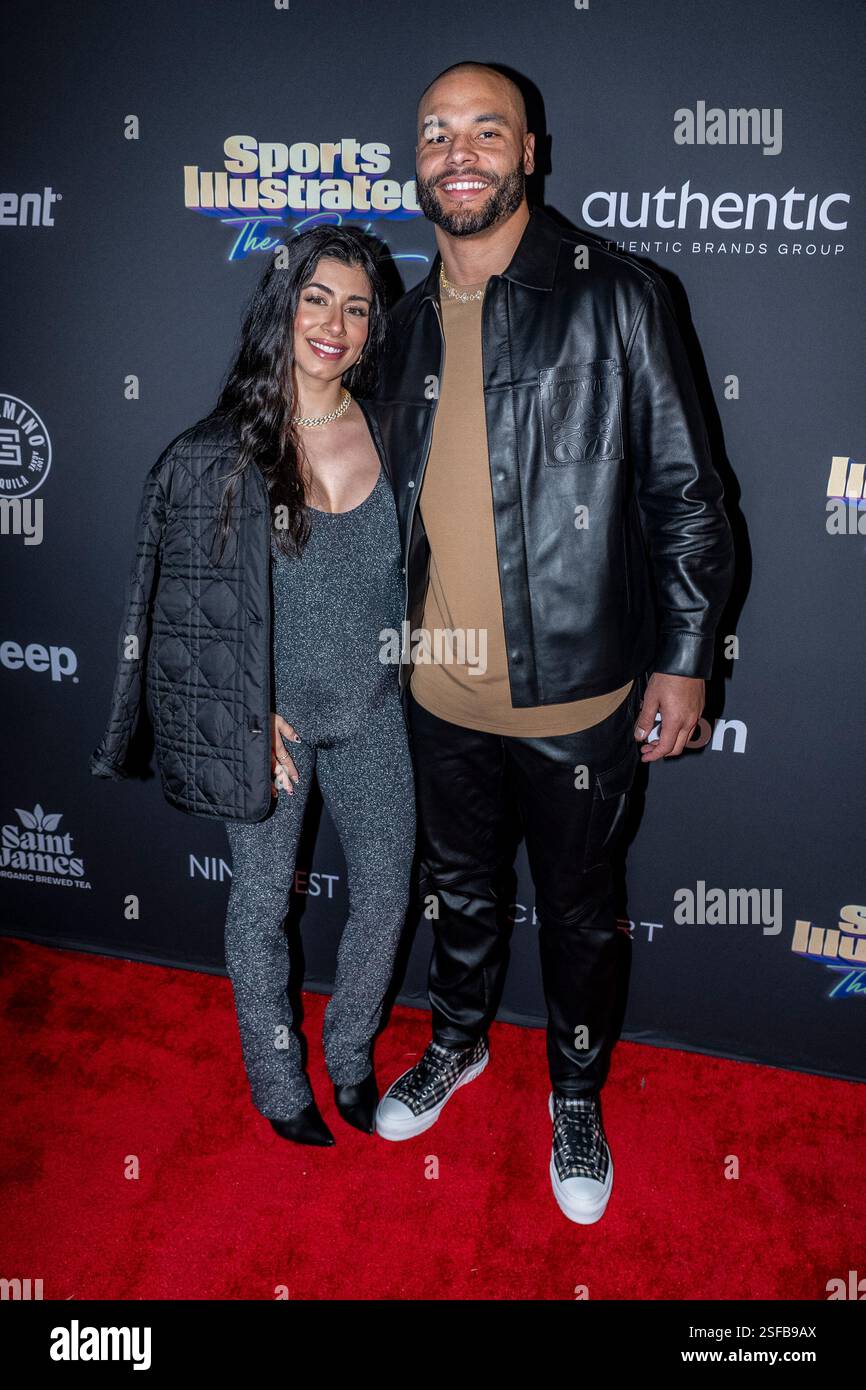 Sarah Jane Ramos, left, and Dak Prescott attend the Sports Illustrated