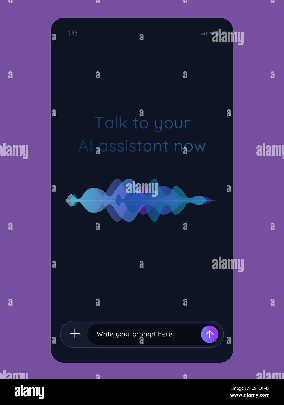 Mobile smartphone app AI virtual assistant speech to text with waveform ...