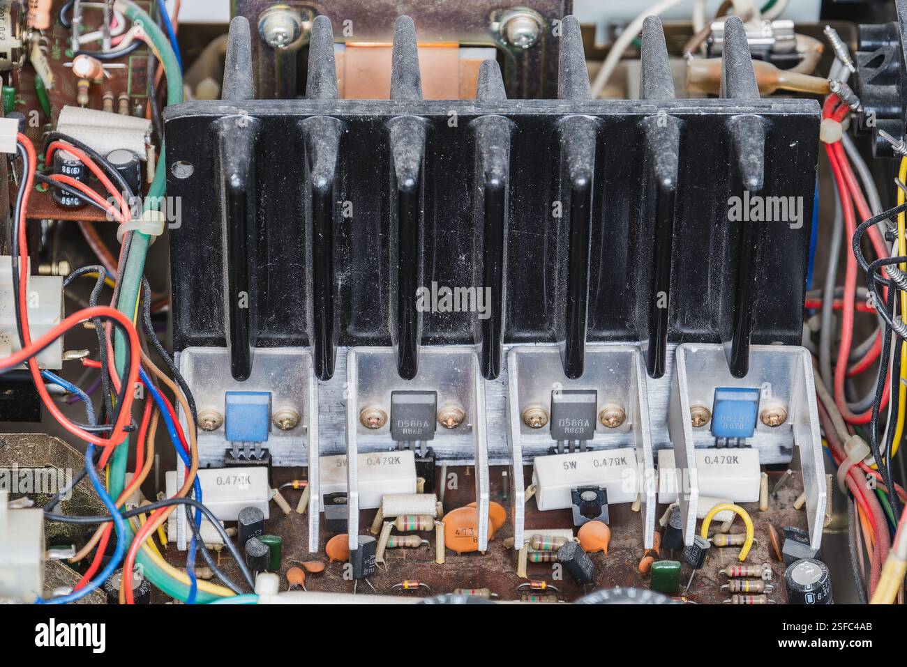 A photo of the transistor block and radiator of an old vintage ...