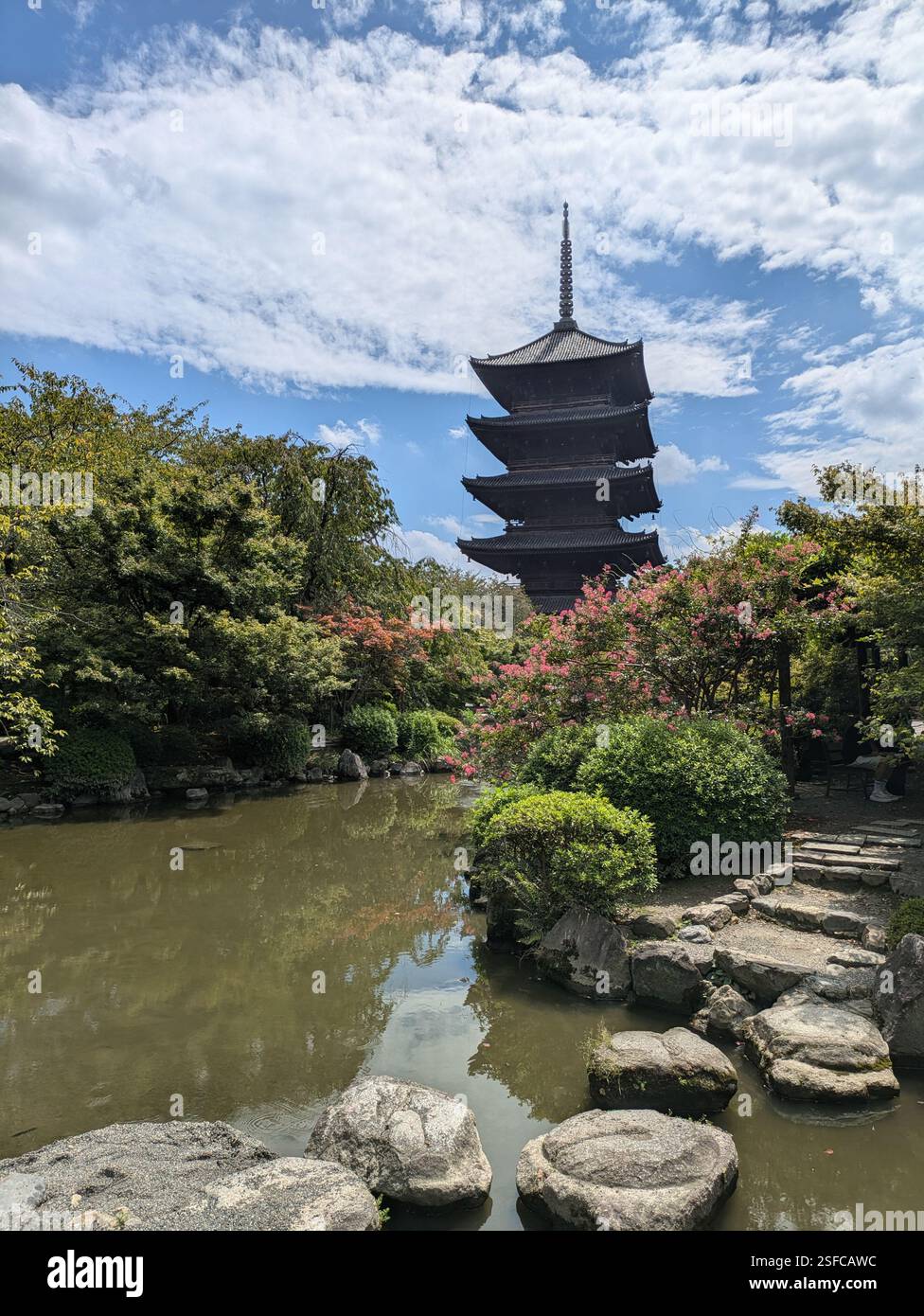 To-ji Temple (UNESCO World Heritage site) in Kyoto during Summer - Smartphone Captured Stock Image