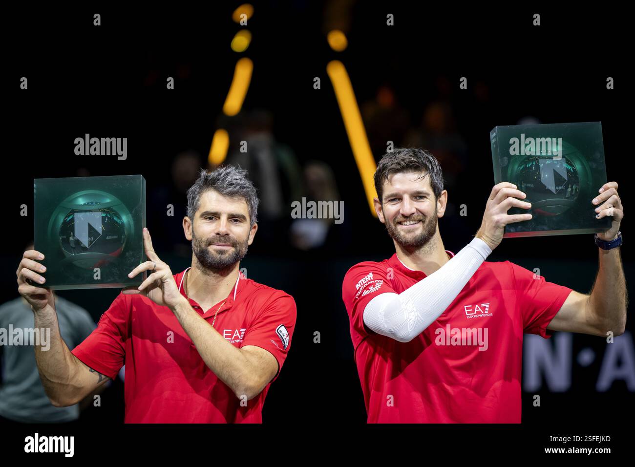 ROTTERDAM - Simone Bolelli (ITA) and Andrea Vavassori (ITA) win the doubles of the ABN AMRO Open tennis tournament in Ahoy. ANP SANDER KING Stock Photo