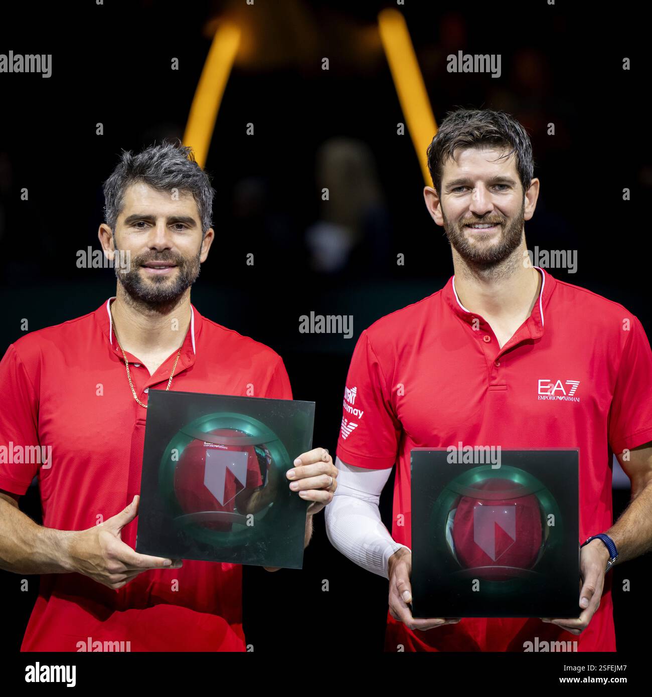 ROTTERDAM - Simone Bolelli (ITA) and Andrea Vavassori (ITA) win the doubles of the ABN AMRO Open tennis tournament in Ahoy. ANP SANDER KING Stock Photo