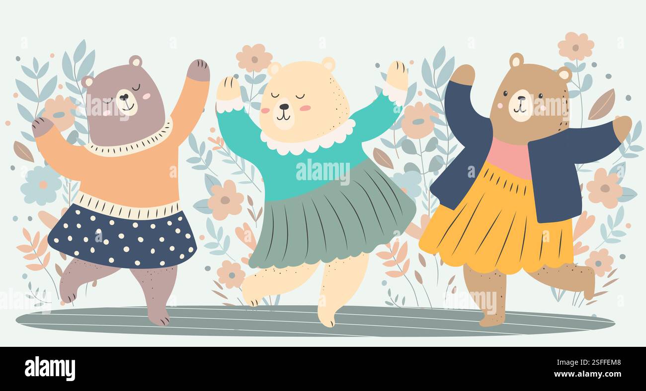 Dancing Bears Vector dancing bear characters in flat style isolated vector Stock Vector ...