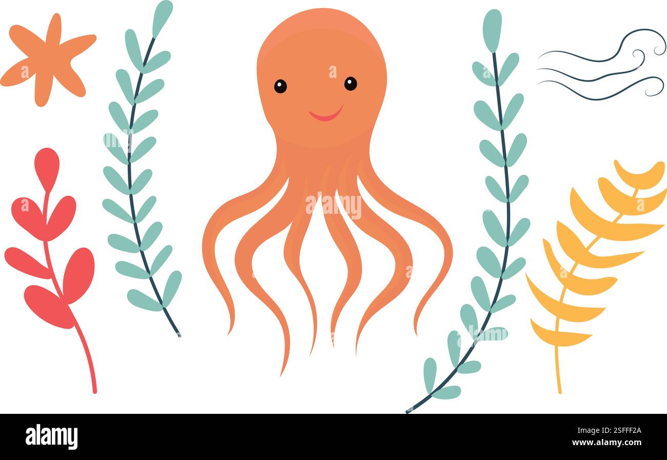 cute octopus character, isolated vector Stock Vector Image & Art - Alamy