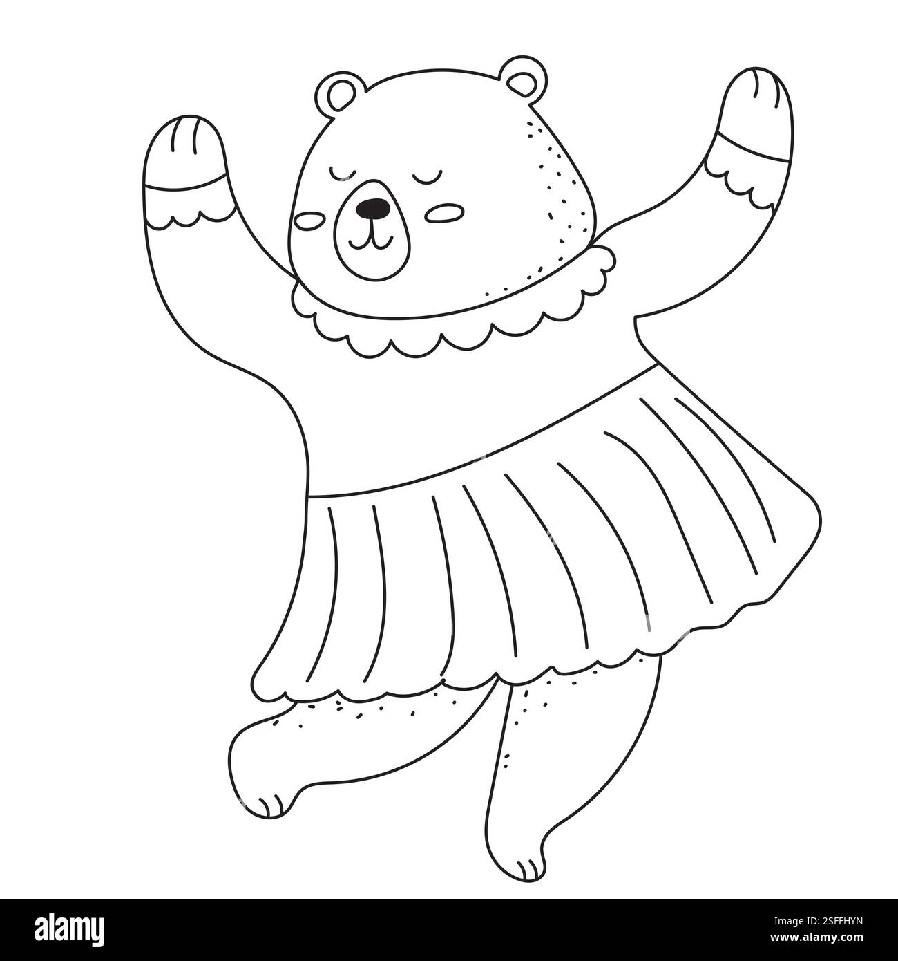 dancing bear sketch, doodle isolated vector Stock Vector