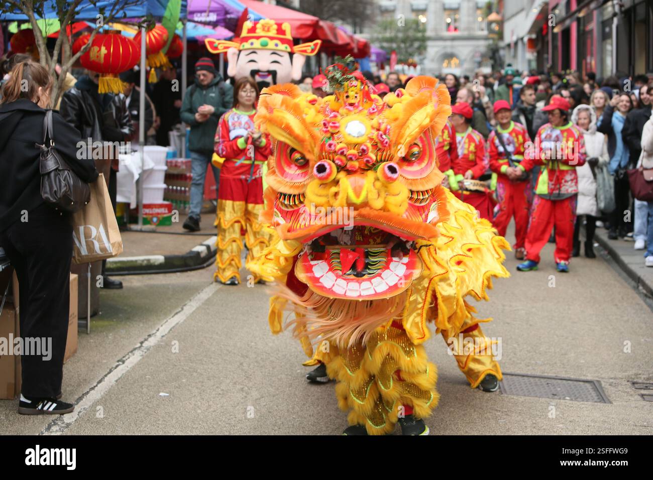 Dublin, Ireland - 09th February 2025 - a traditional Chinese lion dance ...