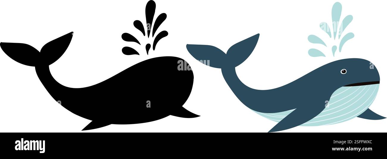 whale black silhouette isolated vector Stock Vector Image & Art - Alamy