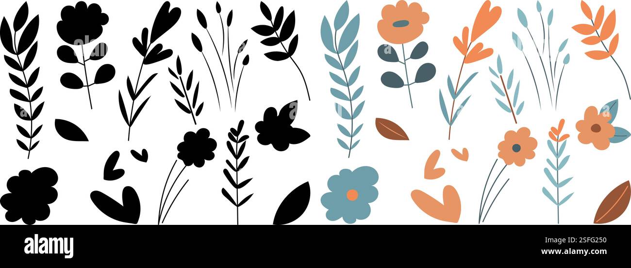set of flowers in flat style isolated vector Stock Vector Image & Art ...