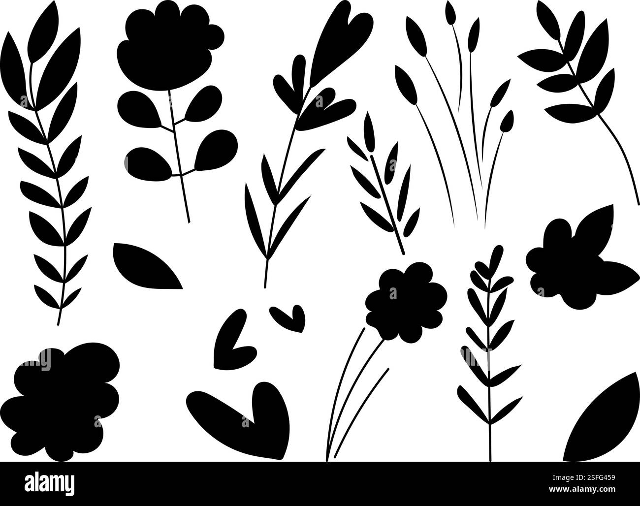 plants black silhouette isolated vector Stock Vector Image & Art - Alamy